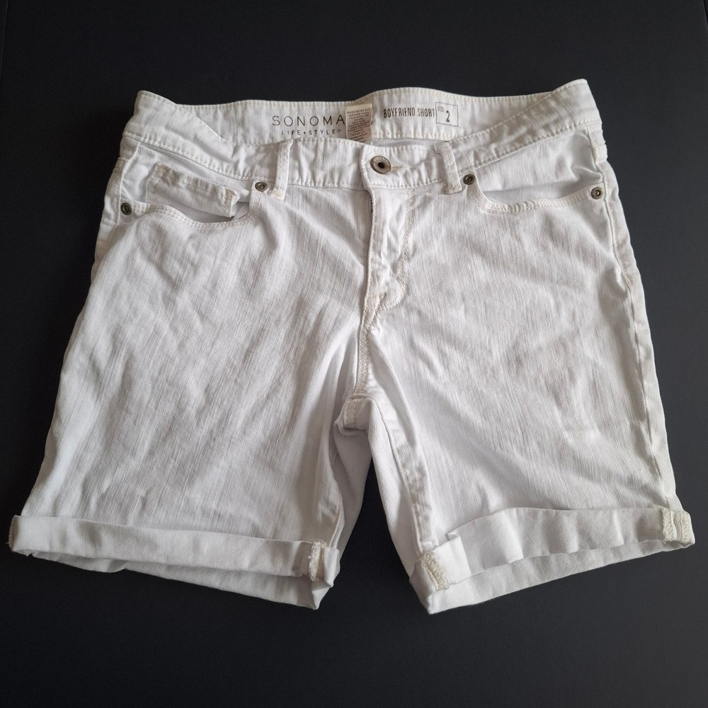 Y2K Boyfriend Shorts Low Rise Coastal Clean Girl Preppy Americana Denim Sz 2